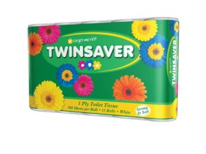 TWINSAVER 1 Ply Toilet Paper White (15's)