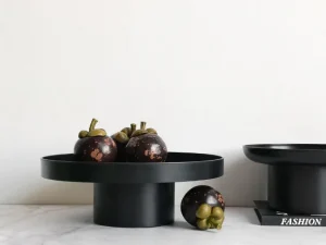Round Black White Decorative Tray