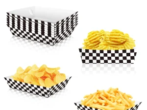 Black White Checkered Food Boxes Paper Snack