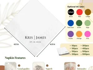 Personalized Paper Napkins for Wedding Custom Napkins