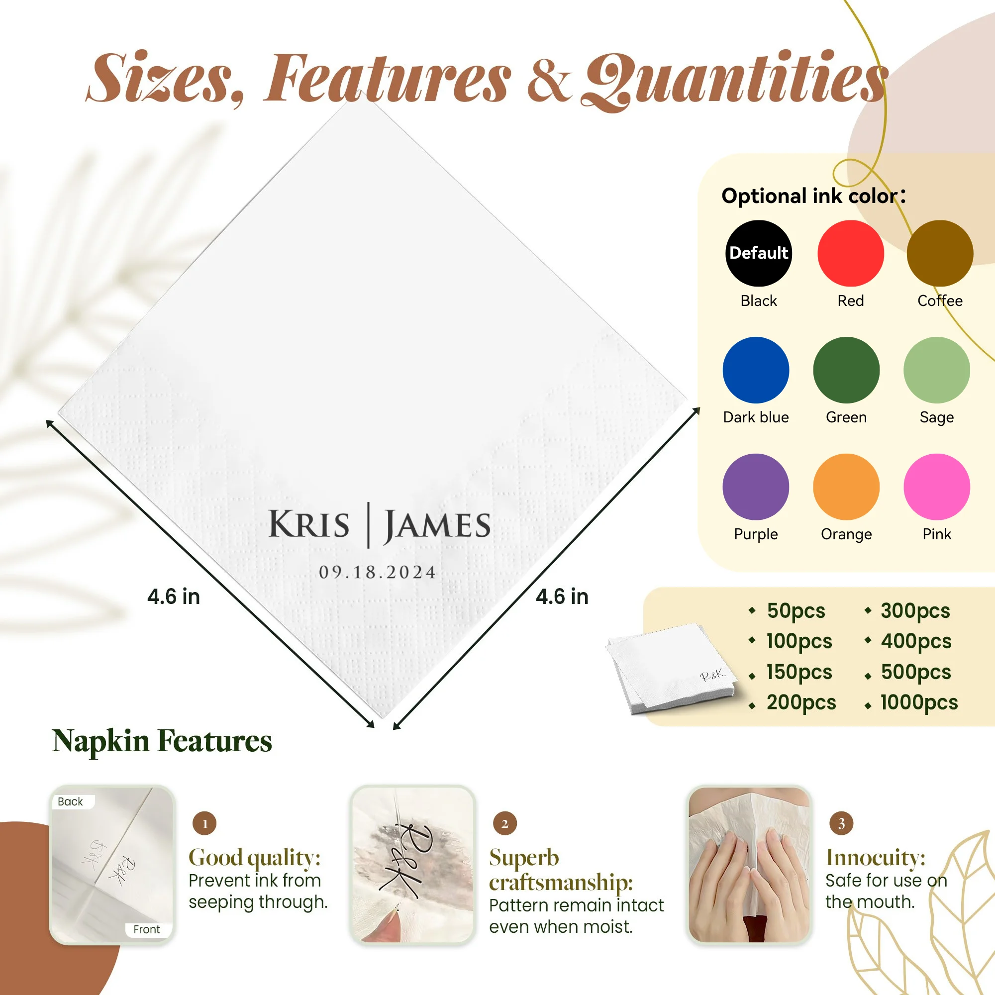 Personalized Paper Napkins for Wedding Custom Napkins