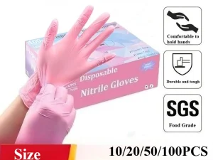 10/20/50/100PCS Pink Gloves Disposable Nitrile Gloves Powder Free for Household Cleaning Beauty Salon Working Kitchen Gloves