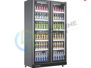 Commerical Stainless Steel Refrigerator 2 Glass Door Vertical Supermarket Display Fridge Cooler